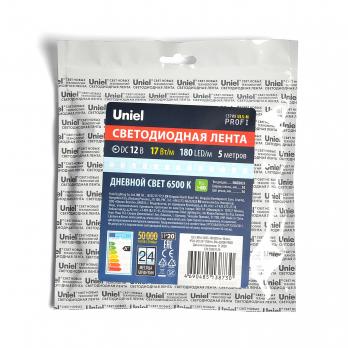 ULS-M16-2835-180LED-m-10mm-IP20-DC12V-17W-m-5M-6500K PROFI Гибкая светодиодная лента на самоклеящейся основе. Катушка 5м. в герметичной упаковке. Дневной свет 6500K. ТМ Uniel