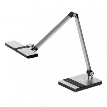 ULM-D110 15W-3000-6500K-DIM SILVER Светильник настольный светодиодный с беспроводной зарядкой телефонов. Сенсорный выключатель. Диммер. Серебристый. TM Uniel
