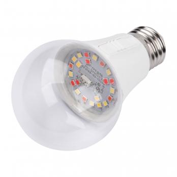 LED-A60-10W-SPM3-E27-CL PLP35WH MULTIPLANT Лампа светодиодная для растений. Форма A. прозрачная. Три спектра для проращивания. роста и цветения. Картон. ТМ Uniel