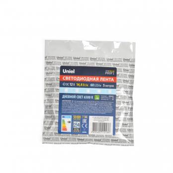 ULS-M25-5050-60LED-m-10mm-IP20-DC12V-14.4W-m-5M-6500K PROFI Гибкая светодиодная лента на самоклеящейся основе. Катушка 5м. в герметичной упаковке. Дневной свет 6500K. ТМ Uniel.