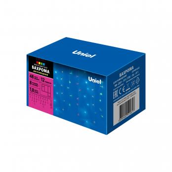 ULD-B1805-048-DTA MULTI IP20 Бахрома светодиодная с контроллером. 1.8 м. 48 светодиодов.  Разноцветный свет. Провод прозрачный. TM Uniel.