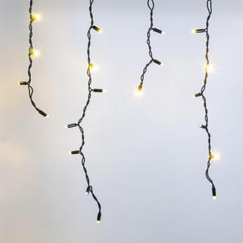 ULD-B3007-200-TBK WARMWHITE-WHITE IP67 Бахрома светодиодная с эффектом мерцания. 3м. Соединяемая. 200 светодиодов. Теплый белый и белый свет. Провод черный. ТМ Uniel