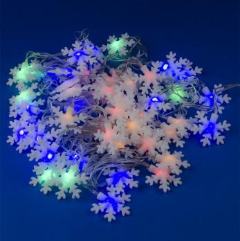 ULD-S0700-050-DTA MULTI IP20 SNOWFLAKES-3 Гирлянда светодиодная с контроллером Снежинки-3. 50 светодиодов. 7 м. разноцветная. IP20.провод прозрачный