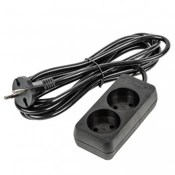 S-CU2-3 BLACK Удлинитель серии Ultra. шнур 3м.. 2 гнезда. 10A. б-з. Черный. TM Uniel