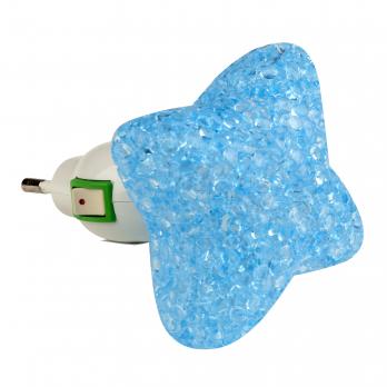 DTL-309-Звездочка-BLUE-1LED-0.1W Светильник-ночник. Выключатель на корпусе. Блистер
