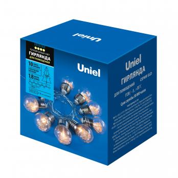 ULD-S1800-010-STB-3AA WARM WHITE IP20 RETRO BULBS Гирлянда светодиодная Лампочки ретро. на батарейках 3AA не в-к.  1.8м. 10 светодиодов. Теплый белый свет. Провод прозрачный. TM Uniel