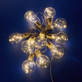 ULD-S1800-050-STB-3AA WARM WHITE IP20 RETRO BULBS-1 Гирлянда светодиодная Лампочки ретро-1. на батарейках 3AA не в-к.  1.8м. 50 светодиодов. Теплый белый свет. Провод прозрачный. TM Uniel