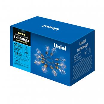 ULD-S1800-050-STB-3AA WARM WHITE IP20 RETRO BULBS-1 Гирлянда светодиодная Лампочки ретро-1. на батарейках 3AA не в-к.  1.8м. 50 светодиодов. Теплый белый свет. Провод прозрачный. TM Uniel
