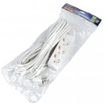 S-GCU3-10 WHITE Удлинитель серии Ultra. шнур 10м.. 3 гнезда. 16A. с-з. Белый. TM Uniel