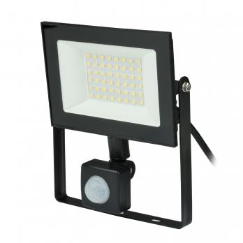 ULF-F62-50W-6500K SENSOR IP54 200-240В BLACK Прожектор светодиодный с датчиком движения и освещенности. Дневной свет 6500K. Корпус черный. TM Uniel