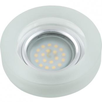 DLS-L110 GU5.3 CHROME-MATT CLEAR Светильник декоративный встраиваемый. серия Luciole. Без лампы. цоколь GU5.3. Доп. светодиодная подсветка 3Вт. Металл-стекло. Хром-матовый+прозрачный. ТМ Fametto