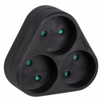 S-ES3-16F BLACK Разветвитель сетевой. б-з. 3 гнезда. 16А. 3500Вт. Черный. ТМ Uniel