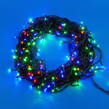 ULD-S5000-500-DGA MULTI IP20 Гирлянда светодиодная. 50м. 500 светодиодов. Разноцветный свет. Провод зеленый. ТМ Uniel