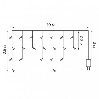ULD-B10006-248-TTK BLUE-WHITE IP44 Бахрома светодиодная с эффектом мерцания. 10м. Соединяемая. 248 светодиодов. Синий и белый свет. Провод прозрачный. ТМ Uniel