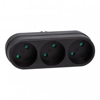 S-ES3-16O BLACK Разветвитель сетевой. б-з. 3 гнезда. 16А. 3500Вт. Черный. ТМ Uniel