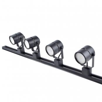 UBL-Q321 GU10-K BLACK SET41  Светильник-прожектор трековый. в составе набора из 4шт. на шинопроводе 1м. с коннектором. Под лампу GU10. Корпус черный. ТМ Volpe