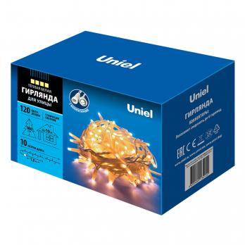 ULD-S1000-120-SWK WARM WHITE IP67 Гирлянда светодиодная со статическим свечением. 10м. Соединяемая.120 светодиодов. Теплый белый свет. Провод белый. ТМ Uniel
