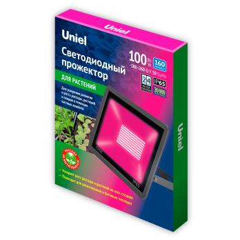 ULF-P42-100W-SPBR IP65 180-260V BLACK Прожектор для растений светодиодный. Спектр для рассады и досвечивания в период роста. Цвет черный. TM Uniel