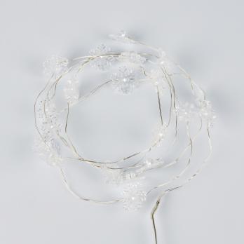 ULD-S1900-020-STB-2AA WHITE IP20 SNOWFLAKES MINI Гирлянда светодиодная на батарейках 2AA не в-к. Снежинки мини. 1.9м. 20 светодиодов. Белый свет. Провод прозрачный. TM Uniel