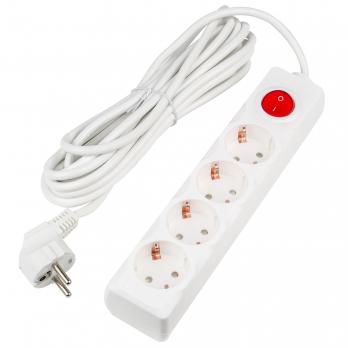 S-GCU4-5B WHITE Удлинитель серии Ultra. шнур 5м.. 4 гнезда. 16A. с-з. Белый. TM Uniel