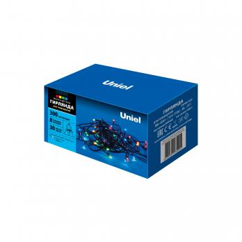 ULD-S3000-300-DGA MULTI IP20 Гирлянда светодиодная. 30м. 300 светодиодов. Разноцветный свет. Провод зеленый. ТМ Uniel