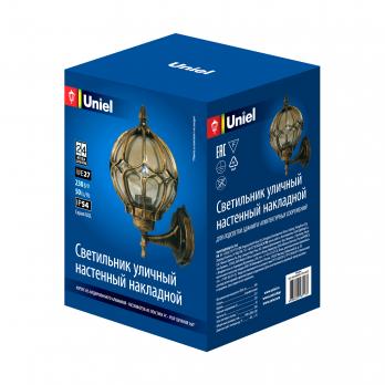 UUL-S90A 60W-E27 IP54 GOLD Светильник уличный. под лампу Е27. Архитектурный накладной. Корпус золотистый. TM Uniel