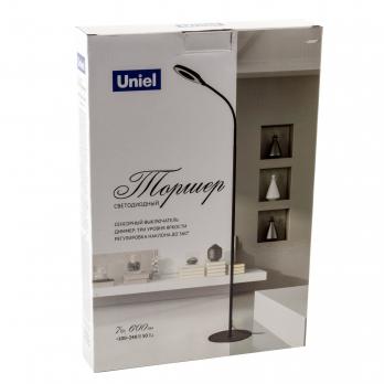 ULM-T610 7W-4500K-DIM BLACK Торшер напольный светодиодный. 7W. с регулировкой наклона. Сенсорный выключатель. Диммер. Черный. ТМ Uniel