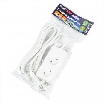 S-CU2-3 WHITE Удлинитель серии Ultra. шнур 3м.. 2 гнезда. 10A. б-з. Белый. TM Uniel