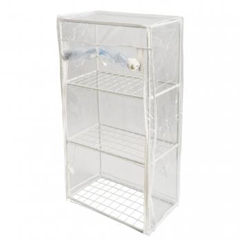 UGH-R01 H80 WHITE-WHITE ECONOM Парник-стеллаж для рассады. 3 полки. 46x24x80см. Металлическая труба в ПВХ. цвет белый. Тент ПВХ эконом. TM ФитоЛето