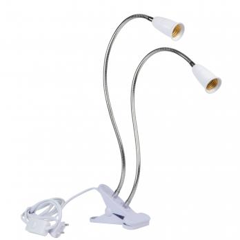 TLI-281 WHITE E27x2 PLANT Светильник настольный для 2-х фитоламп. На прищепке. Цоколь E27. Белый. ТМ ФитоЛето
