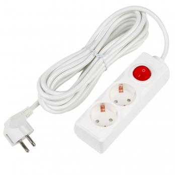 S-GCU2-5B WHITE Удлинитель серии Ultra. шнур 5м.. 2 гнезда. 16A. с-з. Белый. TM Uniel