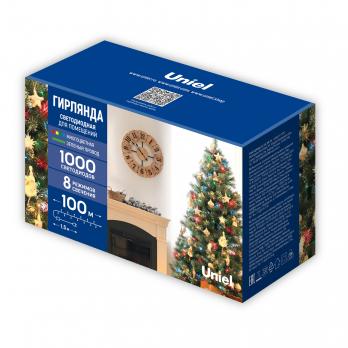 ULD-S10000-1000-DGA MULTI IP20 Гирлянда светодиодная. 100м. 1000 светодиодов. Разноцветный свет. Провод зеленый. ТМ Uniel