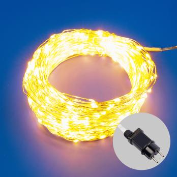 ULD-S10000-1000-DTA-RC WARM WHITE IP44 DEW Гирлянда светодиодная Роса. 100м. 1000 светодиодов. Теплый белый свет. Пульт ДУ в-к. Провод прозрачный. ТМ Uniel