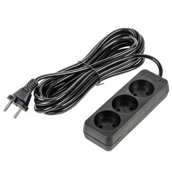 S-CU3-5 BLACK Удлинитель серии Ultra. шнур 5м.. 3 гнезда. 10A. б-з. Черный. TM Uniel