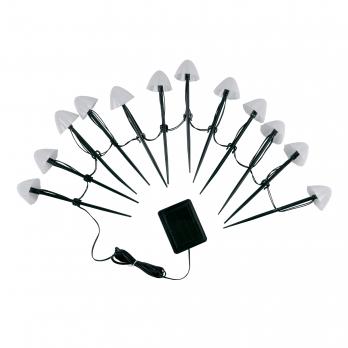 USL-S-830-PM020 MULTICOLOR MUSHROOMS SET12 Садовый светильник на солнечной батарее Разноцветные грибы. в комплекте из 12 штук. 12 светодиодов. Разноцветный свет. 1xАA Ni-Mh аккумулятор в-к. IP44. TM Uniel