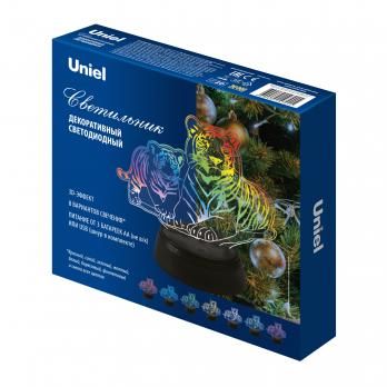 ULI-M508 RGB-3AA TIGER FAMILY-BLACK Светильник декоративный с эффектом 3D Семья тигров. на батарейках 3AA не в-к. 1 светодиод. RGB свет. TM Uniel
