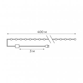 ULD-S40000-4000-DGA WARM WHITE IP20 DEW Гирлянда светодиодная Роса. 400м. 4000 светодиодов. Теплый белый свет. Провод зеленый. ТМ Uniel