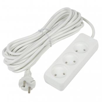 S-CU3-10 WHITE Удлинитель серии Ultra. шнур 10м.. 3 гнезда. 10A. б-з. Белый. TM Uniel