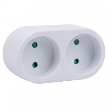 S-ES2-16O WHITE Разветвитель сетевой. б-з. 2 гнезда. 16А. 3500Вт. Белый. ТМ Uniel
