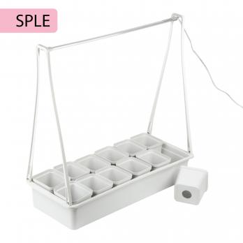 ULT-P34N-10W-SPLE IP65 WHITE 12 Набор Минисад. светильник для растений светодиодный с подставкой. Спектр для фотосинтеза. 12 кашпо в-к. белые. TM ФитоЛето