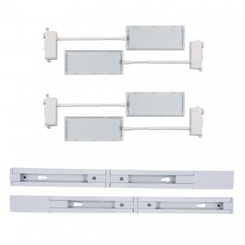 ULB-P37-12W-SPFR-K WHITE 3М SET42 Светильник-прожектор светодиодный трековый. в составе набора из 4штук. с шинопроводом 2штx50см. Сетевой шнур 3м. Спектр для фотосинтеза. Корпус белый. ТМ Uniel