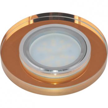 DLS-P106 GU5.3 CHROME-BRONZE Светильник декоративный встраиваемый ТМ Fametto. серия Peonia. Без лампы. цоколь GU5.3. Основание металл. цвет хром. Отделка стекло. цвет бронза.