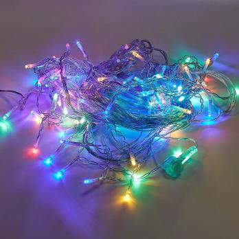 ULD-B50006-880-TTK MULTI IP44 Бахрома светодиодная с эффектом мерцания. 50м. Соединяемая. 880 светодиодов. Красный. синий. желтый. зеленый свет. Провод прозрачный. ТМ Uniel