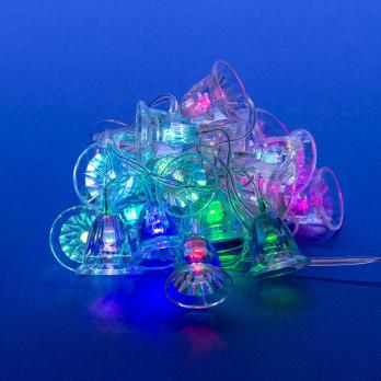 ULD-S0280-020-DTA RGB IP20 BELLS Гирлянда светодиодная Колокольчики с контроллером. 20 светодиодов. 2.8 м. RGB. IP20. провод прозрачный.