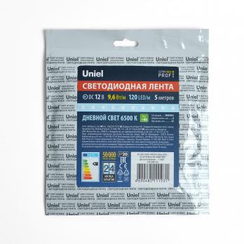 ULS-M13-2835-120LED-m-8mm-IP20-DC12V-9.6W-m-5M-6500K PROFI Гибкая светодиодная лента на самоклеящейся основе. Катушка 5м. в герметичной упаковке. Дневной свет 6500K. ТМ Uniel.
