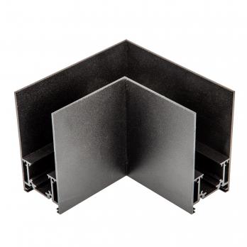 UBX-MS21-35 BLACK Коннектор для накладных магнитных шинопроводов. 35мм. Угловой. Горизонтальный. Черный. ТМ Uniel