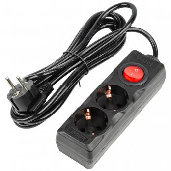 S-GCU2-3B BLACK Удлинитель серии Ultra. шнур 3м.. 2 гнезда. 16A. с-з. Черный. TM Uniel