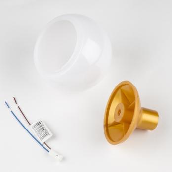 UFP-R95-N63-G4 OPAL-GOLD Комплект для изготовления декоративного светильника: рассеиватель опал D95мм. основание с переходником на трубу D20мм. патрон G4. Золотой. TM Uniel